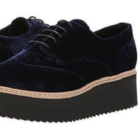 Shellys London Shoes - Shellys London Tommy Navy Platform Oxford Shoes.